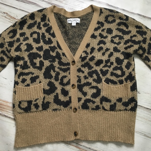 Wildfox Sweaters - Wildfox Cardigan Sweater Cheetah Oversize Fuzzy XS
